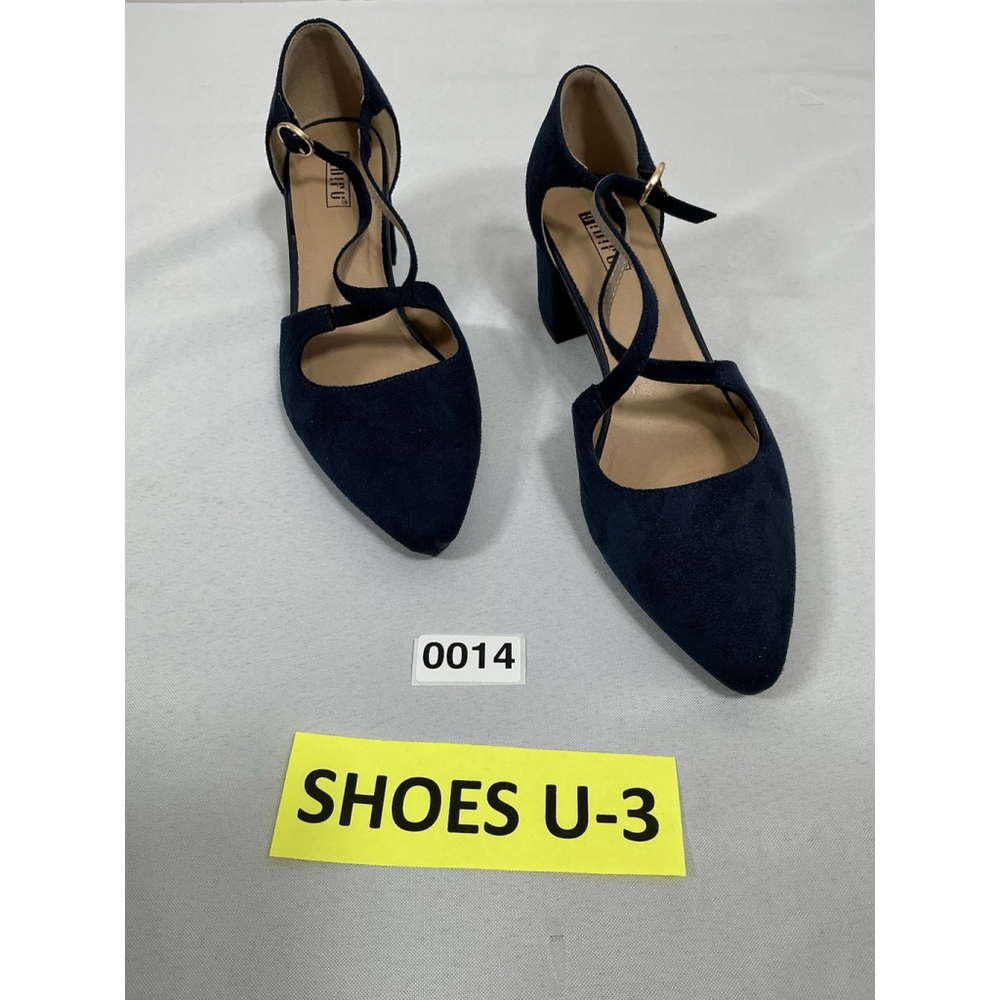Womans NWOT Inifu Strappy Pumps Blue 9 Block Heel Buckle Close Pointed Toe